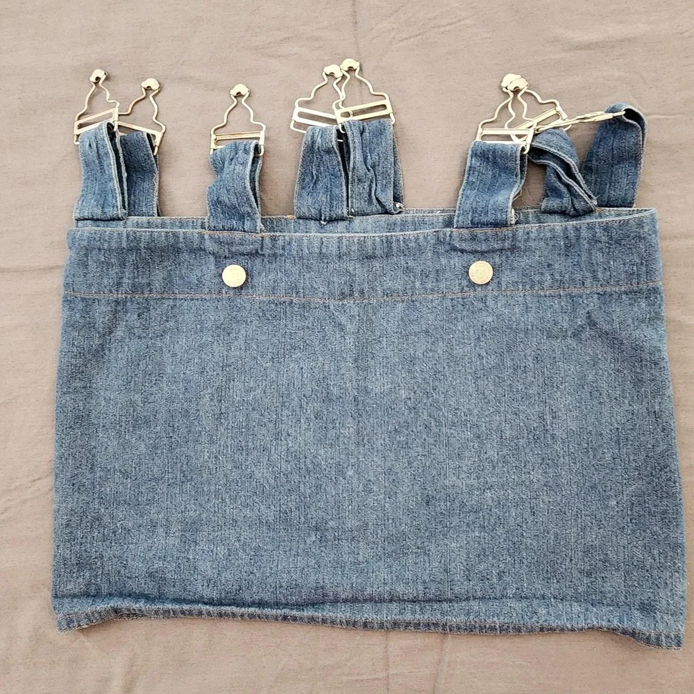 Denim Curtain Valance Panel Overall‎ Tab Top Rustic Farmhouse Decor Window